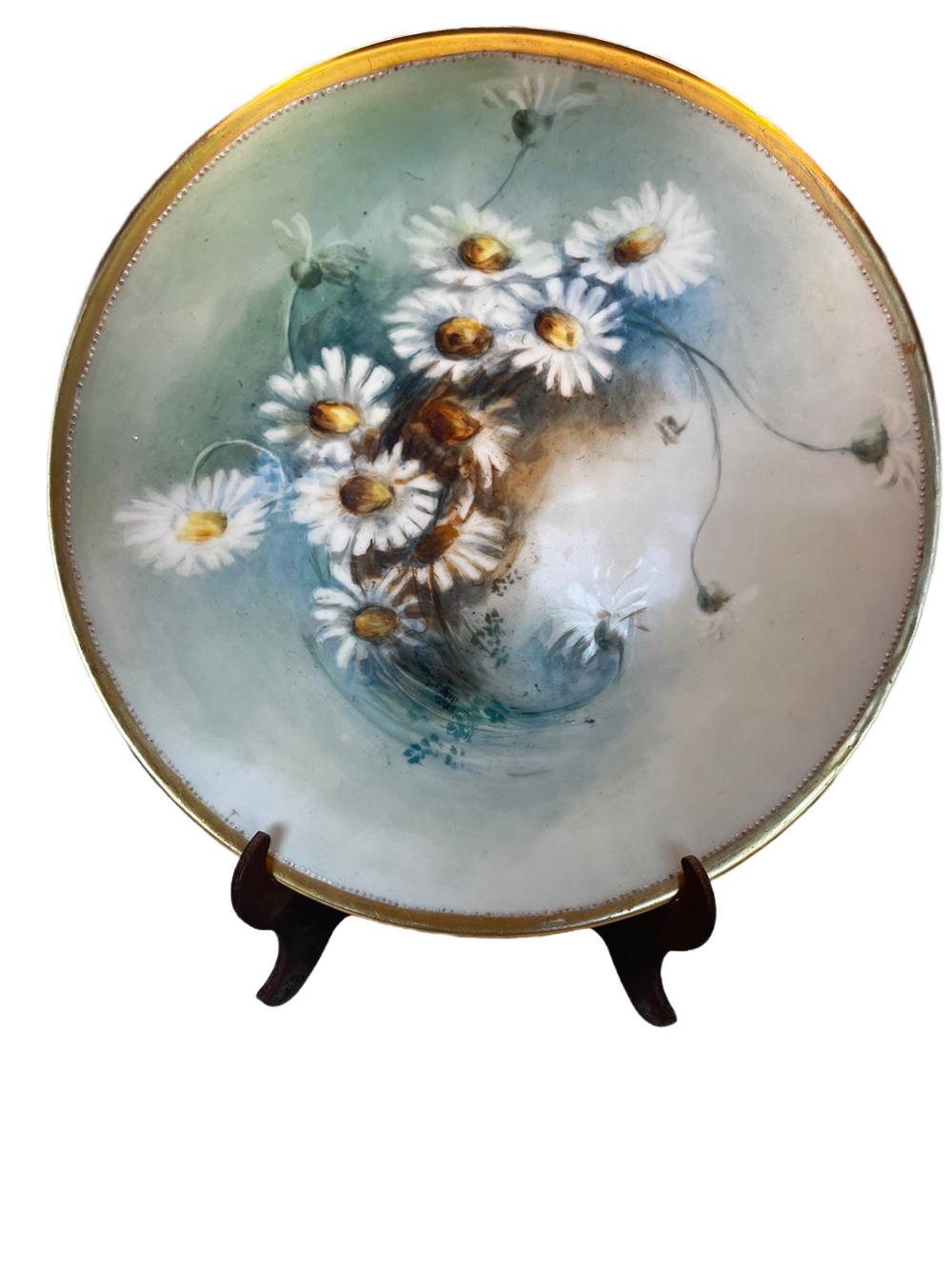 Antique J.P.L. Limoges France Porcelain Hand Painted Daisey Floral 91/4” Plate